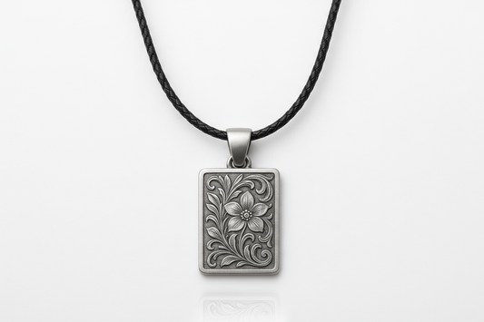 Silver Psr23 pendant on black leather cord