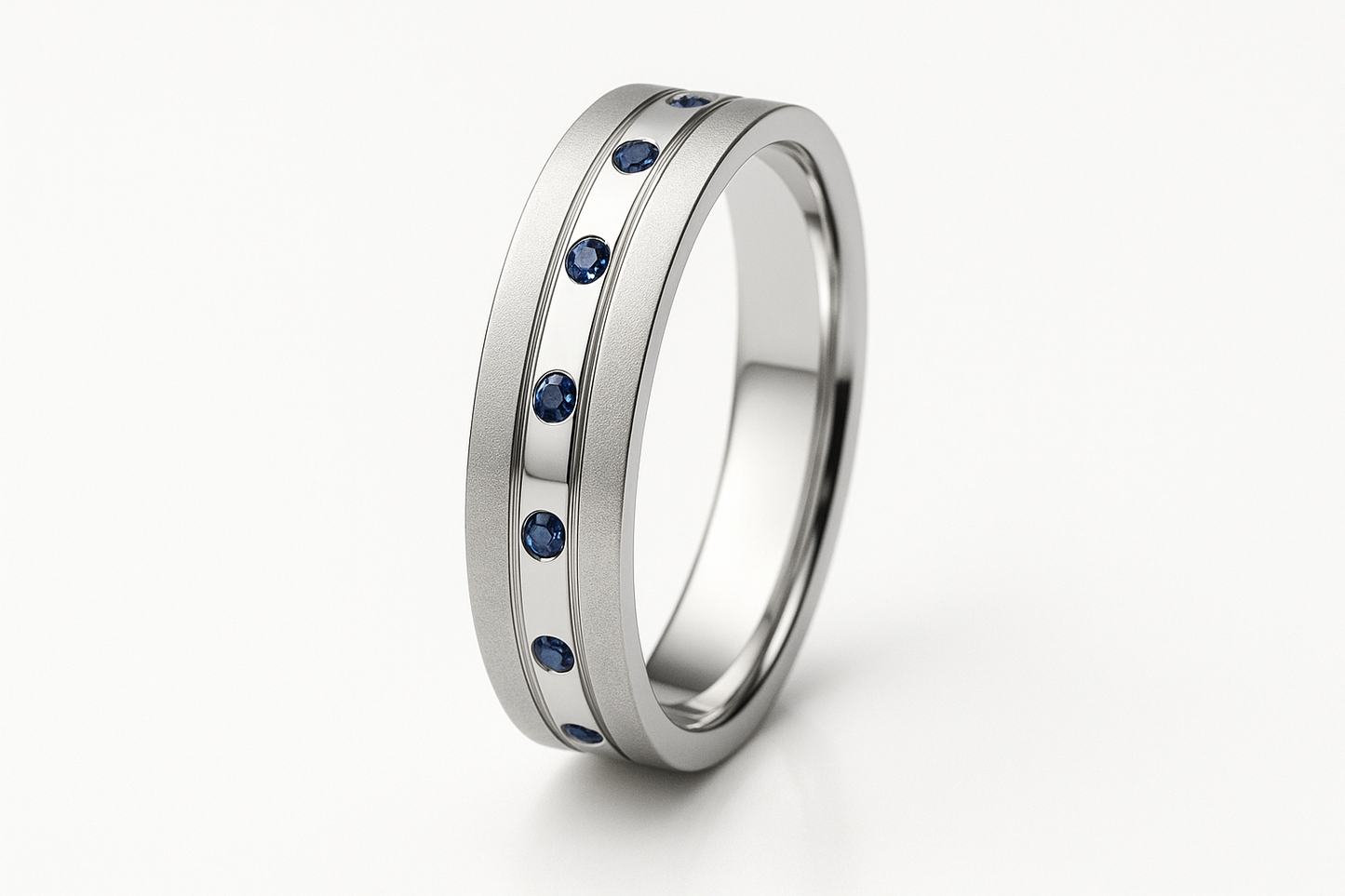 Silver ring with sapphire stones