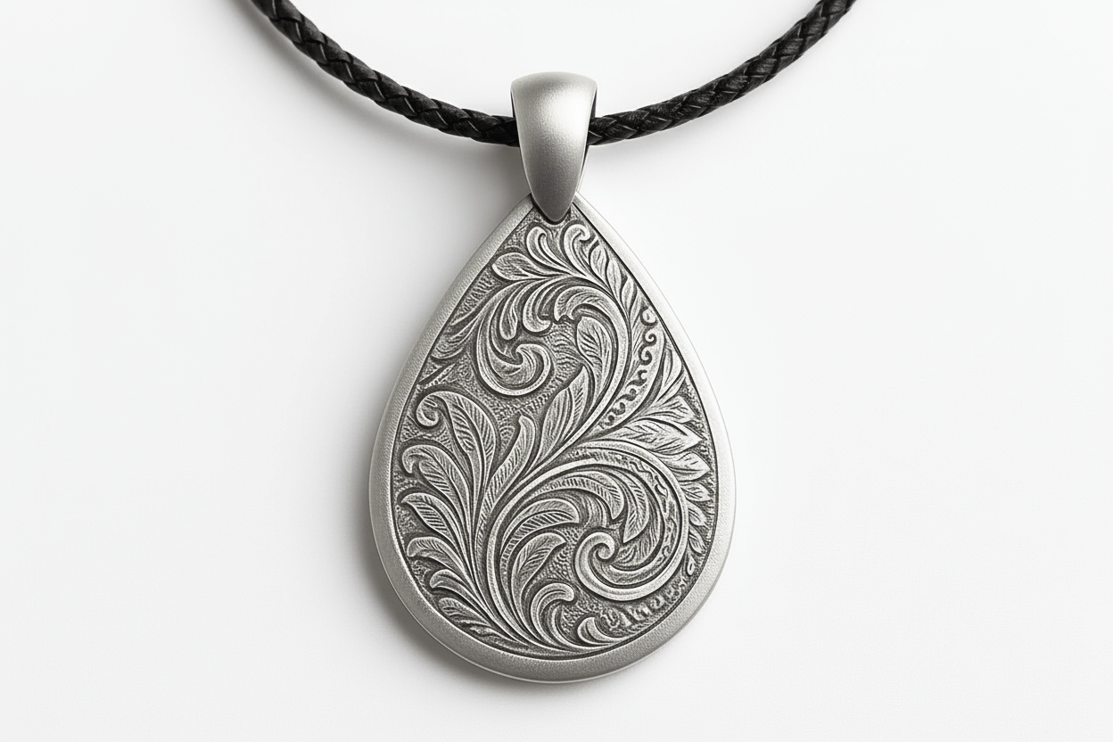 Sterling Silver TDP Pendant - Handcrafted Necklace Charm S203425 - Rosa argento