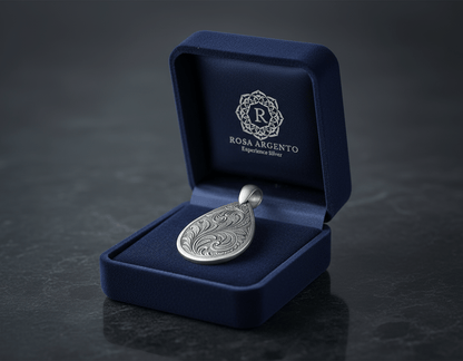 Sterling Silver TDP Pendant - Handcrafted Necklace Charm S203425 - Rosa argento