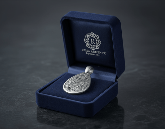 Sterling Silver TDP Pendant - Handcrafted Necklace Charm S203425 - Rosa argento