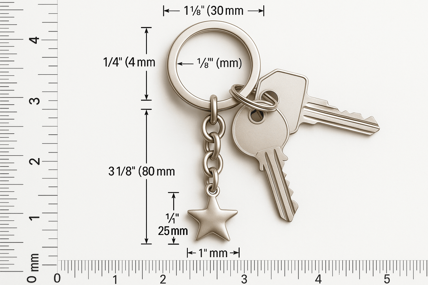 Kss Silver Star Pendant Keychain - Premium Quality S500725 - Rosa argento