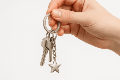 Kss Silver Star Pendant Keychain - Premium Quality S500725 - Rosa argento