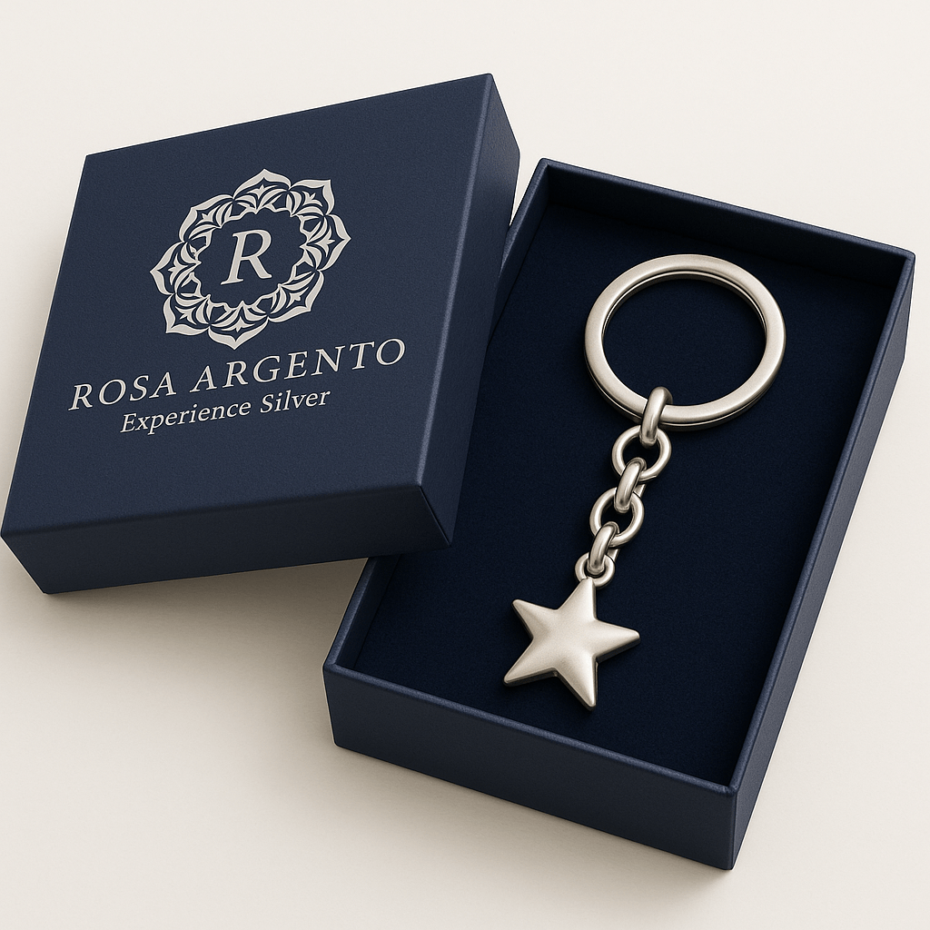 Kss Silver Star Pendant Keychain - Premium Quality S500725 - Rosa argento