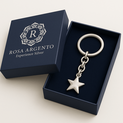 Kss Silver Star Pendant Keychain - Premium Quality S500725 - Rosa argento