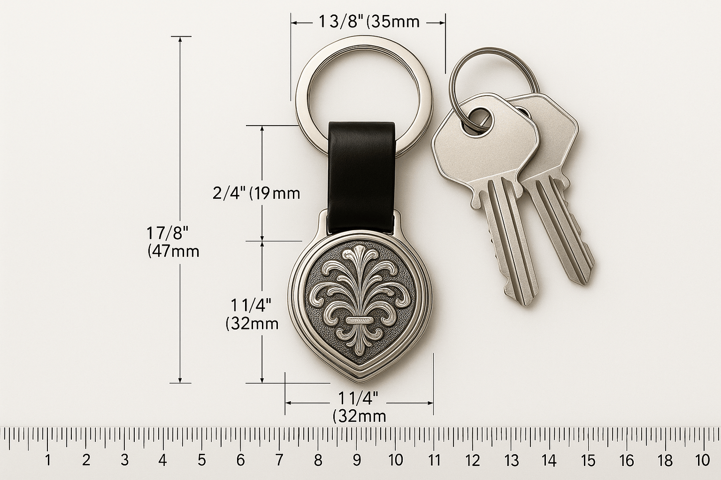 Kms2 Silver Teardrop Keychain with Leaf Pattern - Premium Quality S500925 - Rosa argento