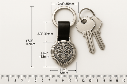 Kms2 Silver Teardrop Keychain with Leaf Pattern - Premium Quality S500925 - Rosa argento