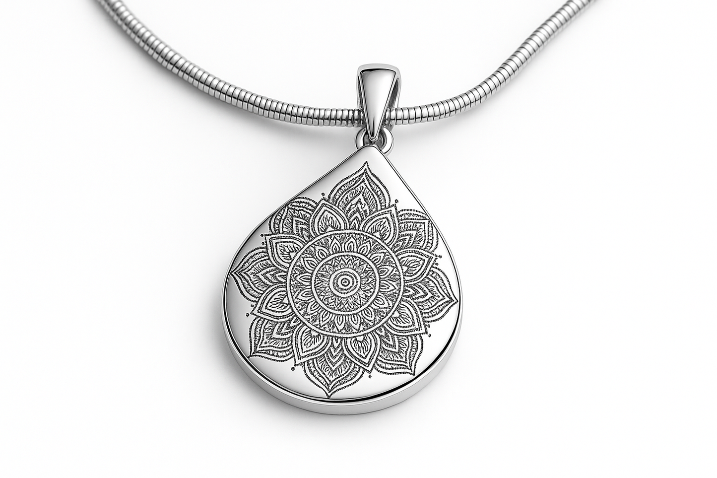 Teardrop mandala pendant front view