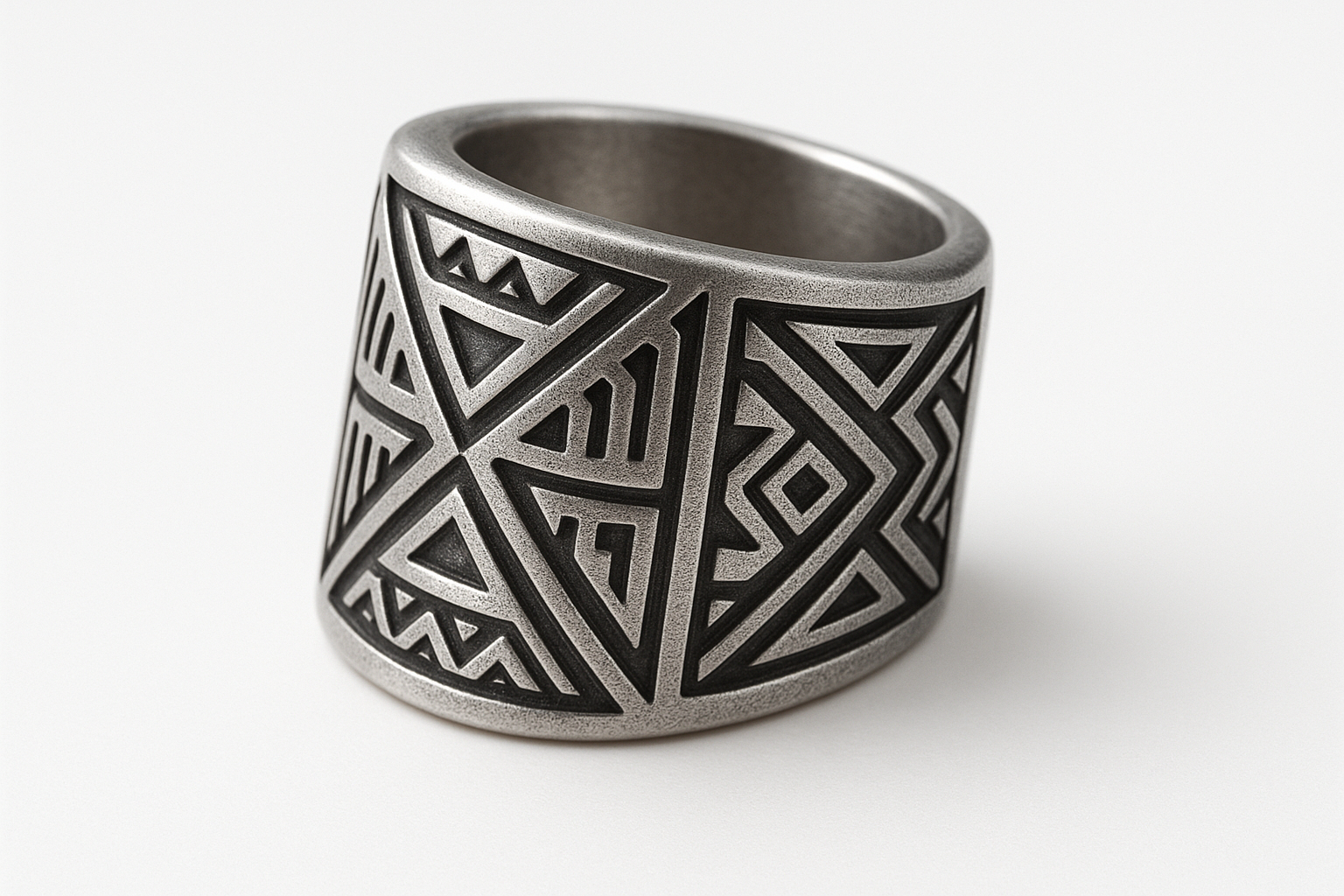Tribal engraved silver ring
