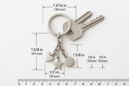 Triple Pendant Keychain Measurement Guide
