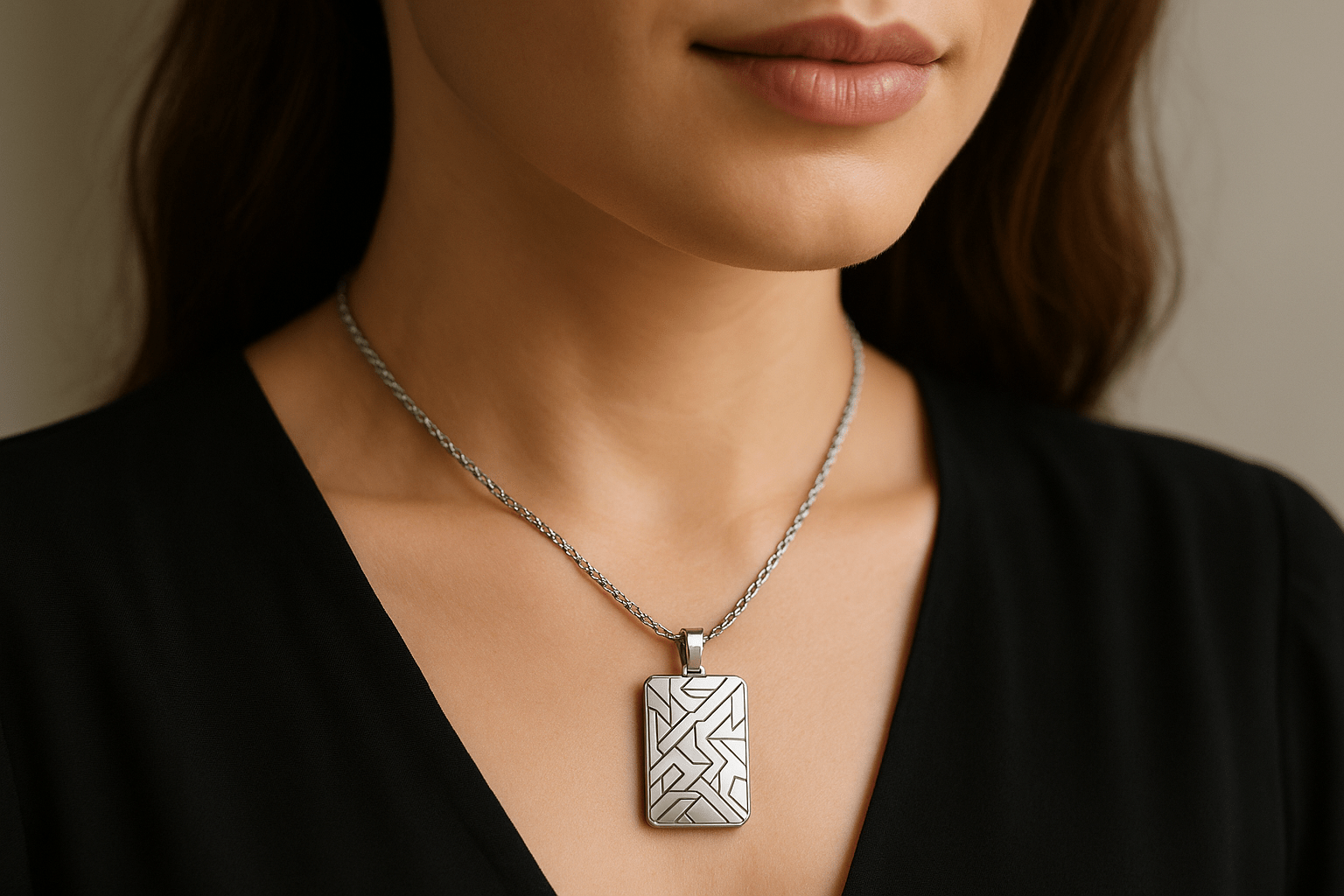 Sterling Silver Pendant - Handcrafted Necklace Charm S202225 - Rosa argento