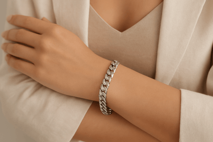 Sterling Silver Bracelet - Handcrafted Jewelry S301925 - Rosa argento